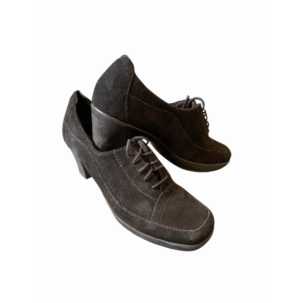 Clarks Bendables Shoes Womens Black Suede Leather Comfort Lace Up Heels Size 8.5 - Picture 5 of 8